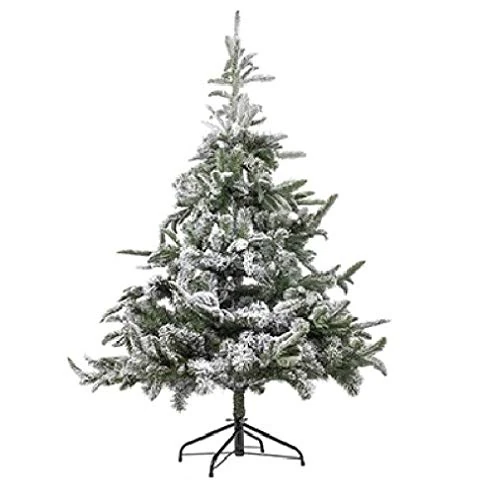 Festive White & Green Christmas Tree with Metal Stand - 180cm (1 Pc.) - Stunning Life-Like Snow Design - Perfect for Holiday Celebrations