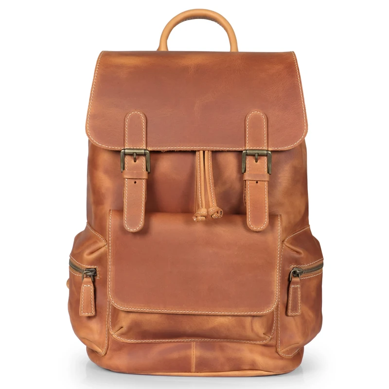 MegaGear MG1930 Valley Genuine Leather Backpack, Camel