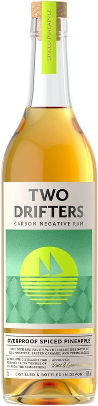 Two Drifters Overproof Spiced Pineapple 60% ABV | Carbon-Negative British Craft Spirit | Made in Devon, 70cl - Image 1