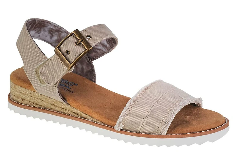 Skechers Women's Desert KISS Adobe Princess Sandal, Light Taupe Canvas, 5 UK