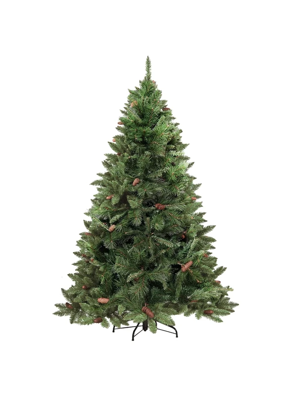 DMORA Christmas Tree Vienna, Height 210 cm, Including Pine Cones, 1072 Non-Toxic Branches, 140 x 140 x 210 cm, Polyvinyl Chloride, Green