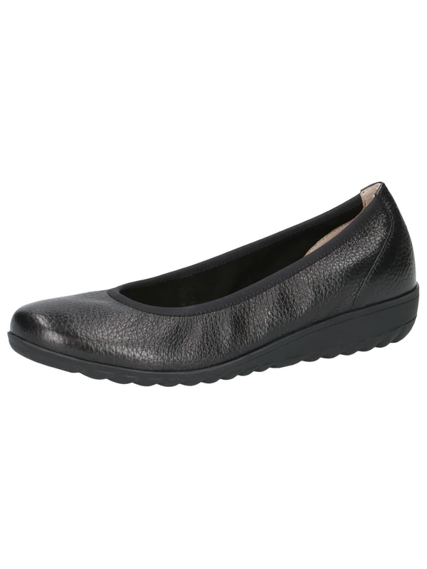CAPRICE Women Ballet Flats Leather Platform, White (White Deer), 6 UK