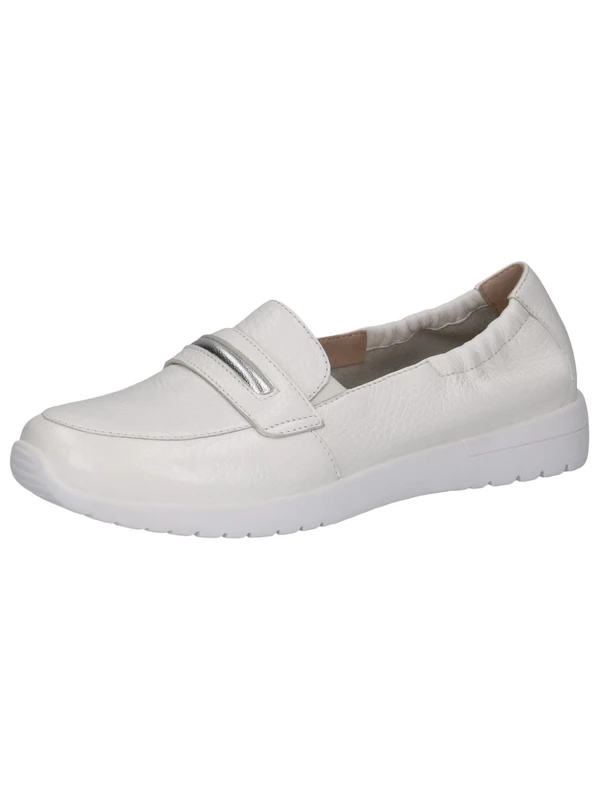 CAPRICE Women's Leather Loafers Casual, White (White Deer), 4 UK