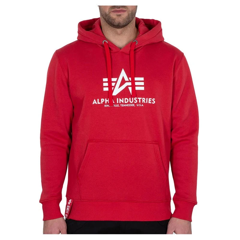ALPHA INDUSTRIES Men's Basic Hoody Sports Hoodie, rbf red, XXS