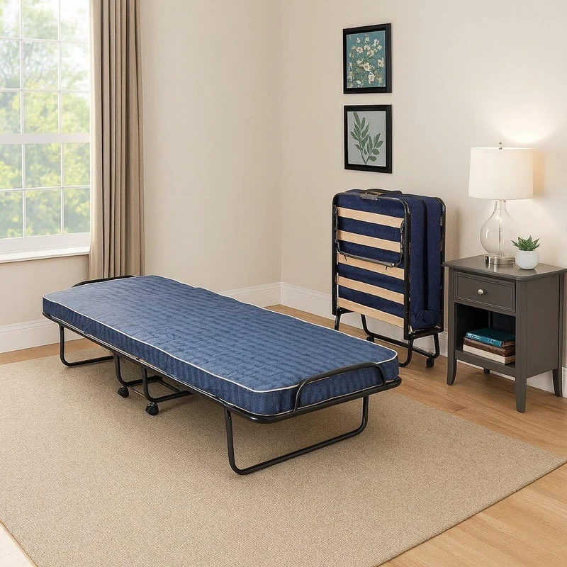 Talamo Italia - Folding bed Ada, Folding bed with 12 slatted base, Mattress included, Space-saving bed, 100% Made in Italy, 80x190h37 cm, Protective case on request