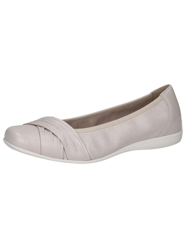 CAPRICE Women Ballet Flats Leather Comfortable, Cream (Pearl Per.Deer), 6.5 UK