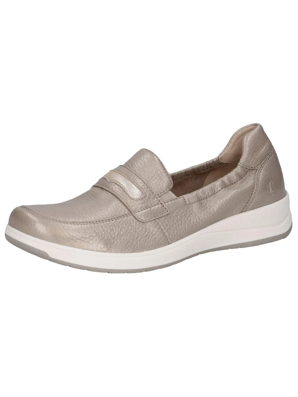 CAPRICE Comfort Women's Leather Loafers Comfortable, Gray (Stone Per.Deer), 5 UK