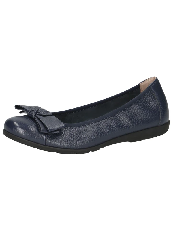 CAPRICE Women Ballet Flats Leather Bow, Blue (Ocean Deer), 4 UK