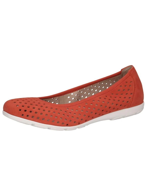 CAPRICE Women Ballet Flats Leather Comfortable, Orange (Orange Suede), 3.5 UK