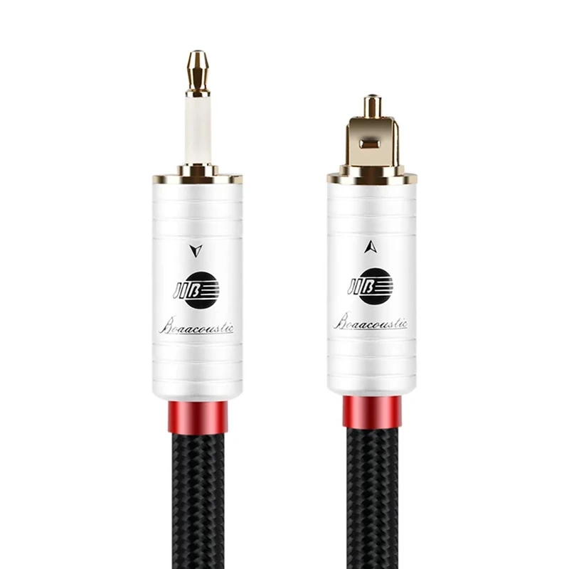 BOAACOUSTIC JIB Audiophile HiFi Optical Cable Toslink to Mini Toslink Cable 3.5 SPDIF Fiber Optic Digital Optical Audio Cable Mini 3.5(NOT AUX) for Soundbar, TV, Chromecast Audio, Speaker (2 Metres)