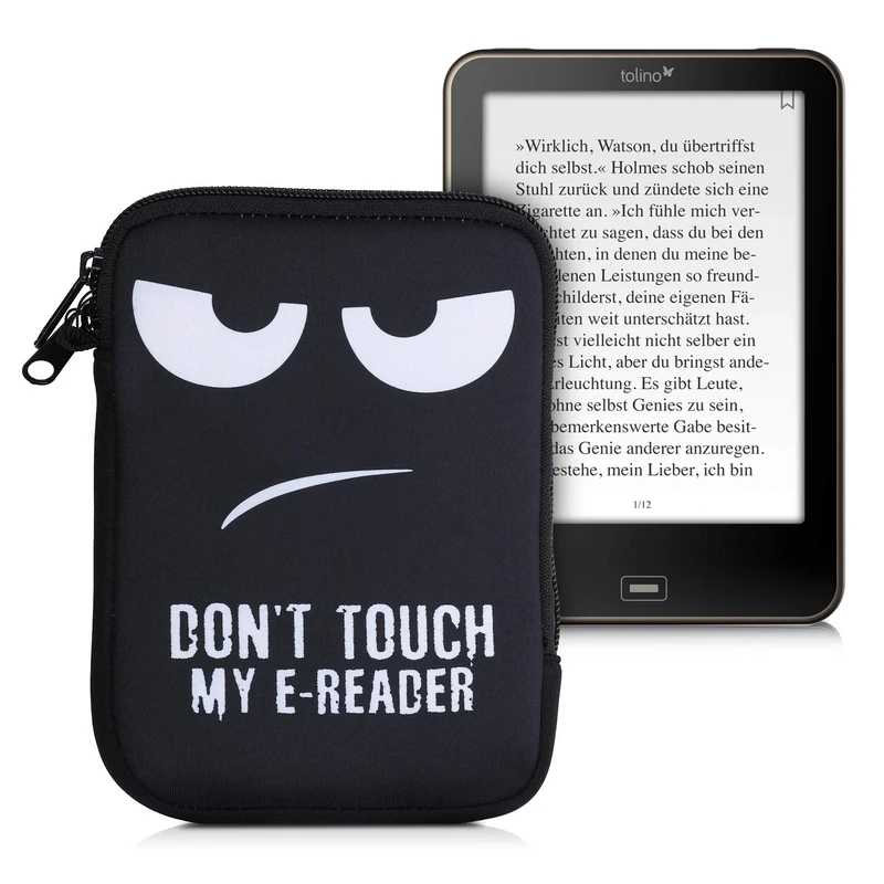 kwmobile 6" eReader Pouch with Zipper & Wrist Strap - White/Black