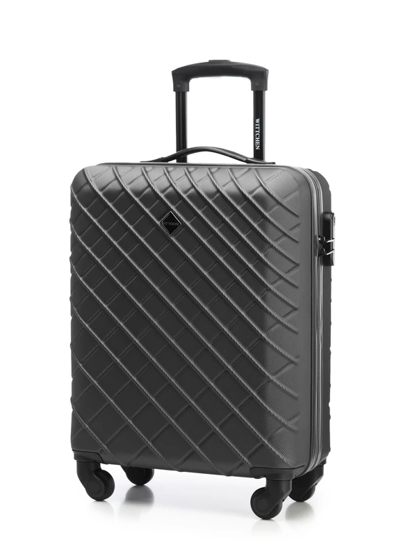 WITTCHEN Travel Suitcase Carry-On Cabin Luggage Hardshell Made of ABS with 4 Spinner Wheels Combination Lock Telescopic Handle Classic Line Size Cabin Suitcase Black