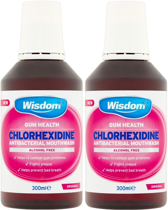 Wisdom Chlorhexidine Mouthwash - Original - Alcohol Free (2 x 300ml Bottles)