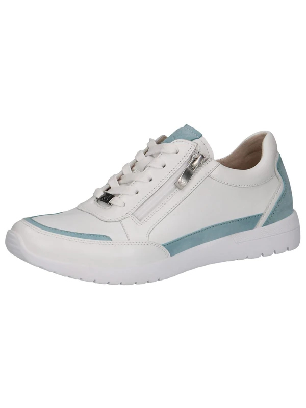 CAPRICE Women's Low-top Leather Sneakers with Zipper, Blue (White/Lt.Blue), 6 UK - Image 1