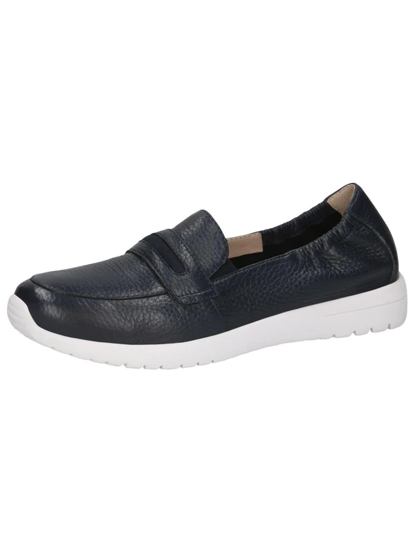 CAPRICE Women's Leather Loafers Casual, Blue (Ocean Deer), 6.5 UK