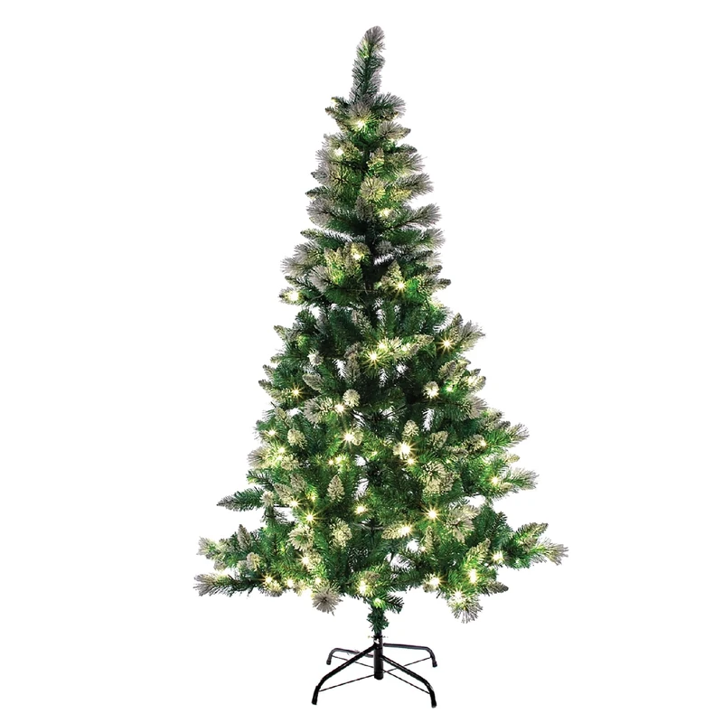 The Christmas Workshop 70809 6ft Pre-Lit Snow Tipped LED Christmas Tree | Artificial Indoor Decoration | 560 Hanging Spaces & 180 LEDs | 8 Separate Light Functions | Includes Folding Metal Stand