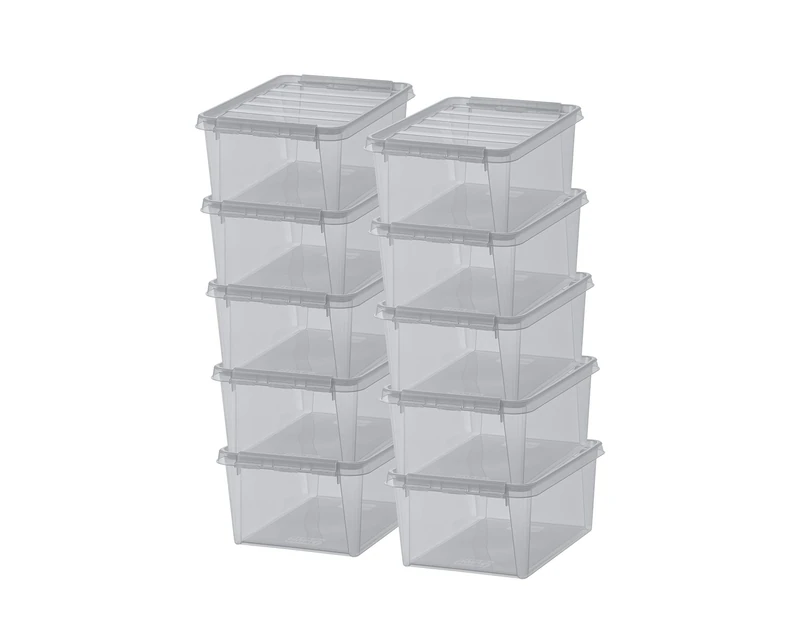 SmartStore - Grey Colour 14 L - Set of 10 Storage Boxes - Grey - 40 x 30 x 18 cm - 14l