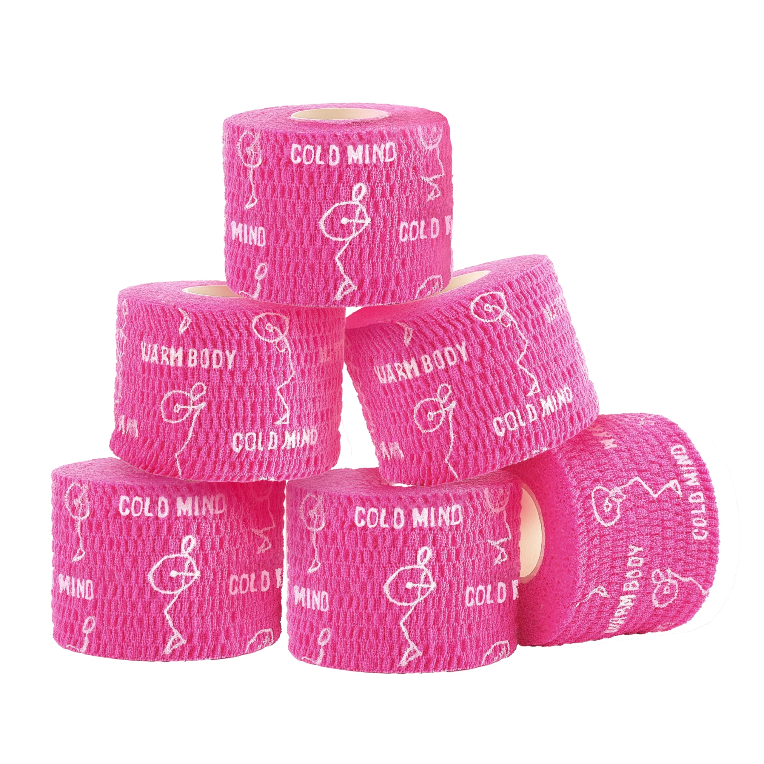 WARM BODY COLD MIND Weight Lifting Thumb Tape - Hook Grip Tape for Crossfit, Weightlifting Powerlifting Deadlift, Sticky & Stretchy Athletic Grip Tape (6 Rolls Pink, 19ft x 1.85in)