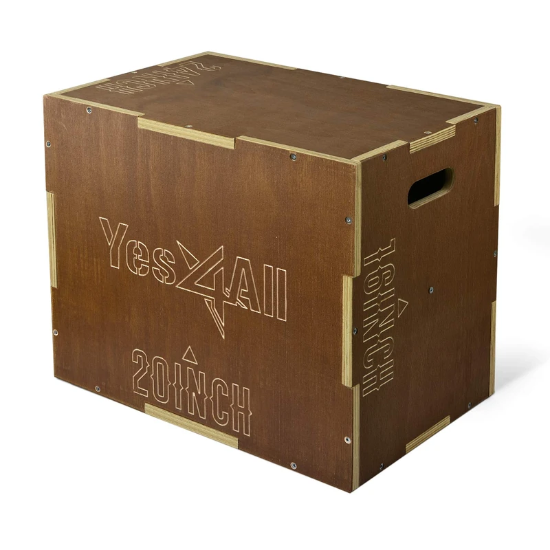 Yes4All Wooden Plyo Box - Vintage - Espresso - 24 x 20 x 16