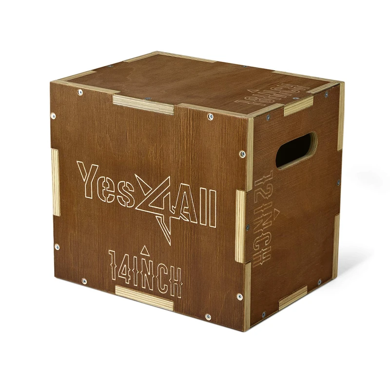 Yes4All 3 in 1 Wooden Plyo Box, Plyometric Box for Home Gym and Outdoor Workouts - Espresso - 16 x 14 x 12