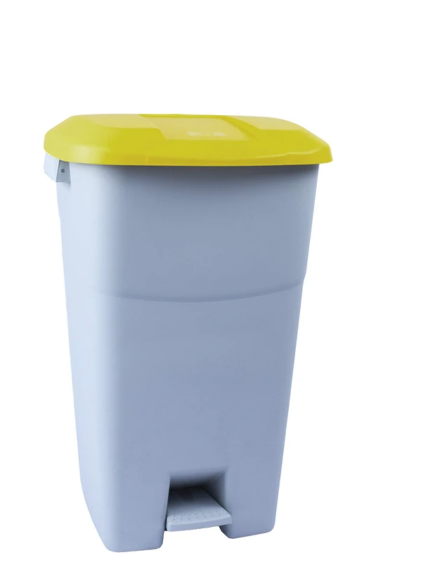 Tayg - 60 litre waste container with pedal, grey base and yellow lid