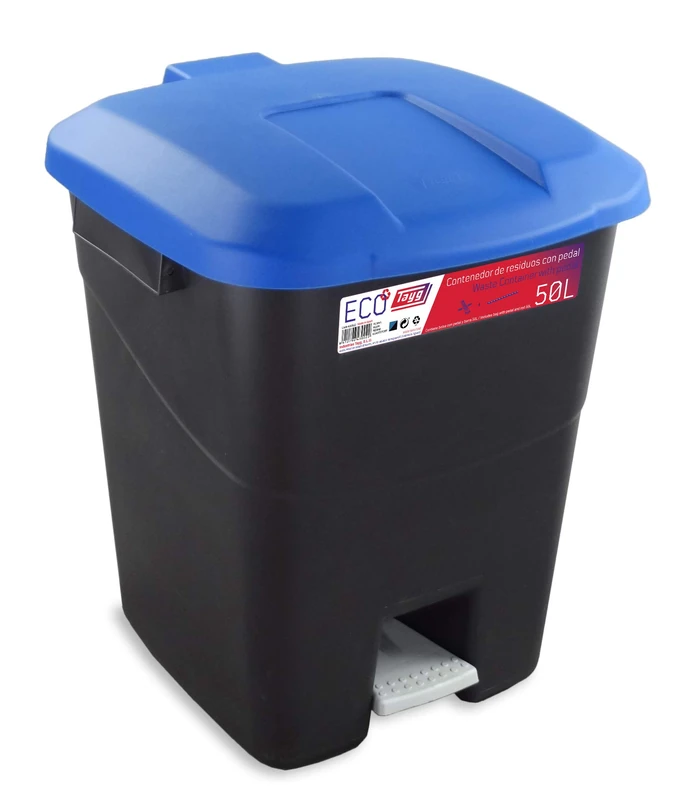 Tayg 430022 50 Litre Pedal Bin with Black Base and Blue Lid
