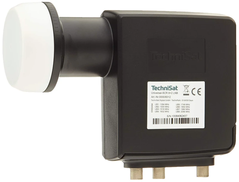 TechniSat Universal LNB 8+2 - Single Cable LNB with Two Legacy Outputs (Satellite LNB with Weather Protection Housing, 40 mm Power Record) Black