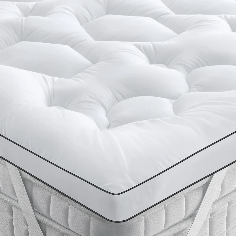 BedStory Mattress Topper 160 x 200 cm, Microfibre Mattress Topper 1200 g/m², Ultra Soft Breathable, Anti-Dust Mite and Washable with Elastic Straps, Relieve Body Pressure - Image 1