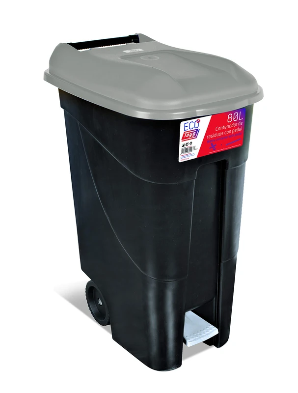 Tayg Grey Lid Waste Container 80 Litres with Pedal, Black Base (433009)