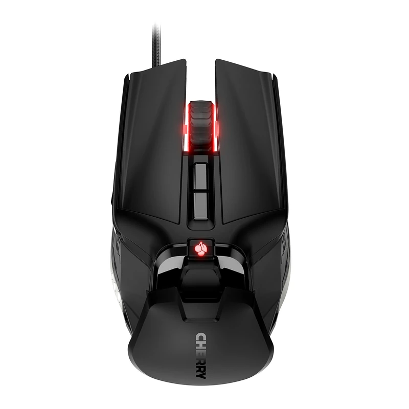 CHERRY MC 9620 FPS, Ergonomic Gaming Mouse with RGB Lighting, Adjustable Palm Rest, Insertable Weights, 9 Buttons, 12.000 dpi, XL Glide Pads, Wired, Black
