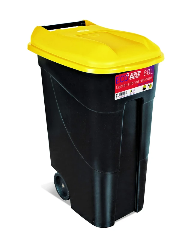 Tayg Yellow Lid Waste Container 80 Litres with Black Base (432019)