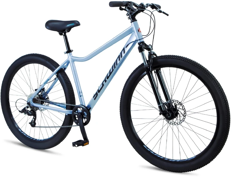 Schwinn Fleet Womens Mountain Bike, 27.5-Inch Tyres, 17-Inch Lightweight Alloy Frame, Front Suspension, 9 Speed, Disc Brakes, Light Blue - Image 1