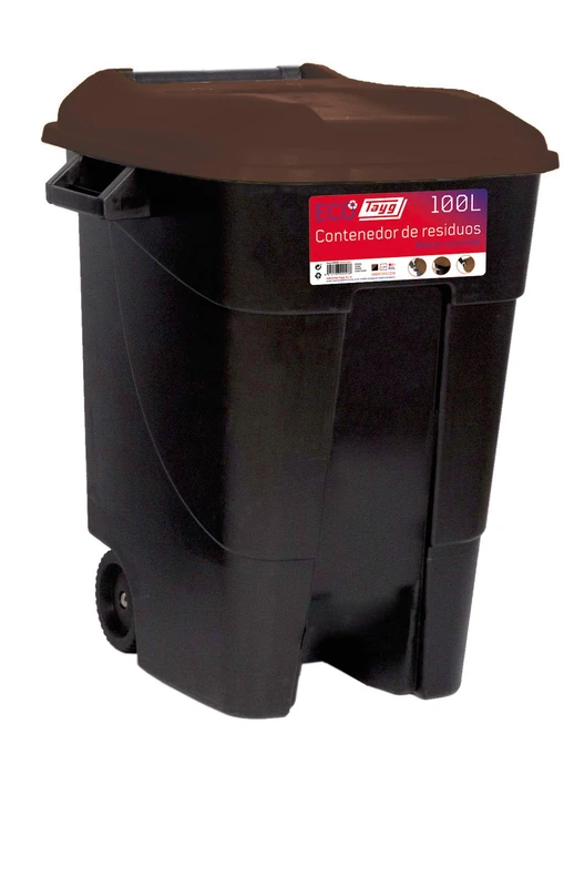 Tayg Eco 100 Litre Waste Container with Black Base and Brown Lid