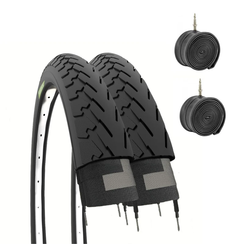 Ecovelò 2 Black Tyres 700 x 35 C (37-622) + Inner Tubes City Bike Trekking 700 x 35 28 1 5/8 3/8