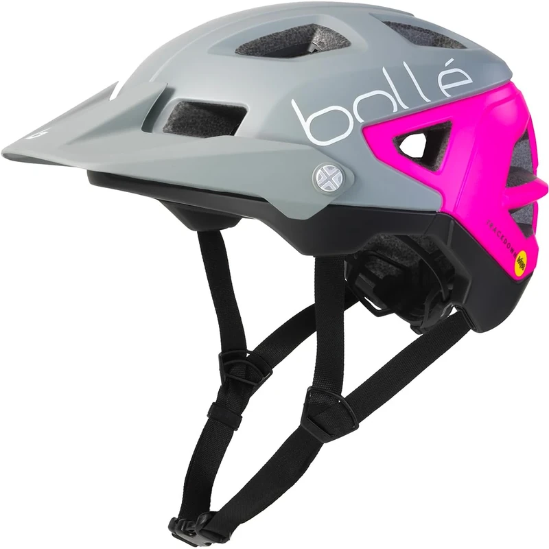 bollé - Trackdown Mips, Matte Grey & Neon Pink, No Lens Reference, Large, Bike Helmets, Unisex, Adult