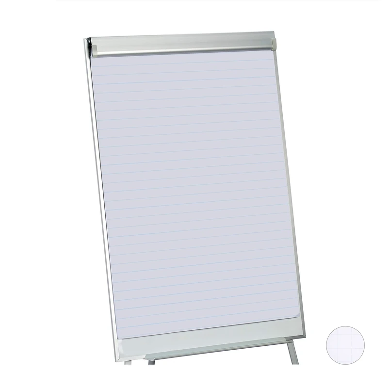 Relaxdays Flipchart, Lined Presentation Paper Roll, Pad of 50 Sheets, 60 g/m², 6 Perforations, 57.5 x 81 cm, White, 81 x 0.5 x 57.5 cm