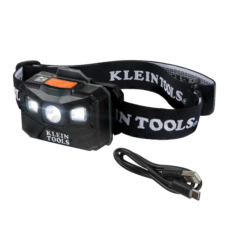 Rechargeable Auto-Off LED Headlamp with Adjustable Fabric Strap, 400 Lumens, All-Day Runtime Klein Tools 56048