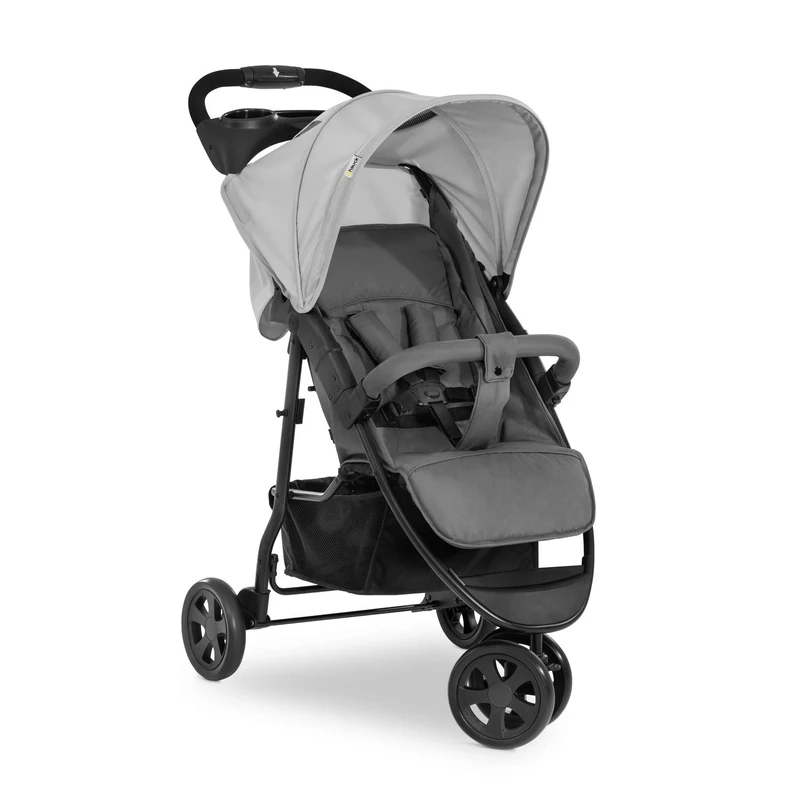 hauck Citi Neo 3, Grey - 3 Wheeled Pushchair with Raincover, Cup Holder & Tray, Lightweight (only 7.5 kg), Compact & One Hand Folding, XL Basket, from Birth up to 22 kg
