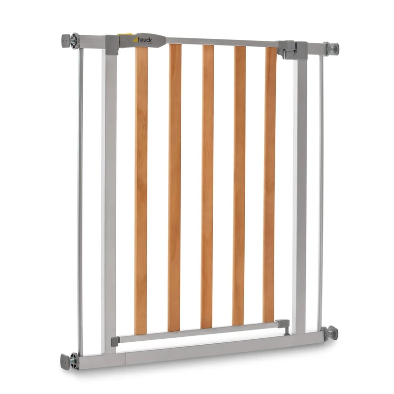 Hauck Safety Gate for Doors and Wood Lock 2 / Pressure Fit / 75 - 80 cm Large / Extendable with Separate Extensions / Metal and Wood / Grey