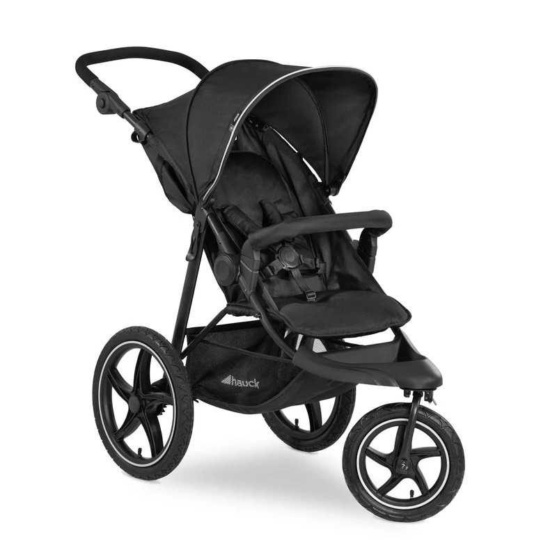 hauck Runner 2, Black - Robust All Terrain Pushchair with Raincover, XL Pneumatic Air Wheels, UPF 50+, Reclining Backrest from Birth up to 22 kg, Height-Adjustable Handle, XL Mesh Window