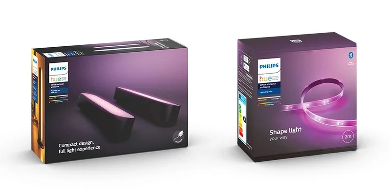 Philips Hue Play White and Colour Ambiance Smart Light Bar Double Pack, Black + Lightstrip Plus [2 m] Base Kit with Bluetooth Bundle. Compatible with Alexa, Google Assistant & Apple HomeKit