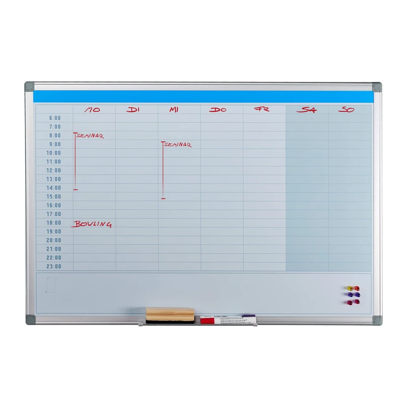 Relaxdays Magnetic Whiteboard, Daily Planner, for Walls, Wipeable, Planning Board with Pen Tray, Memo Board 60 x 90 cm, White