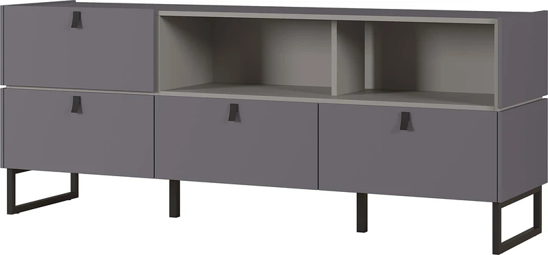 Germania Lowboard 2949-568 GW-MAMIKO, in Graphite/Stone grey, 4 drawers, 2 open compartment, 166 x 67 x 45 cm (w/h/d)