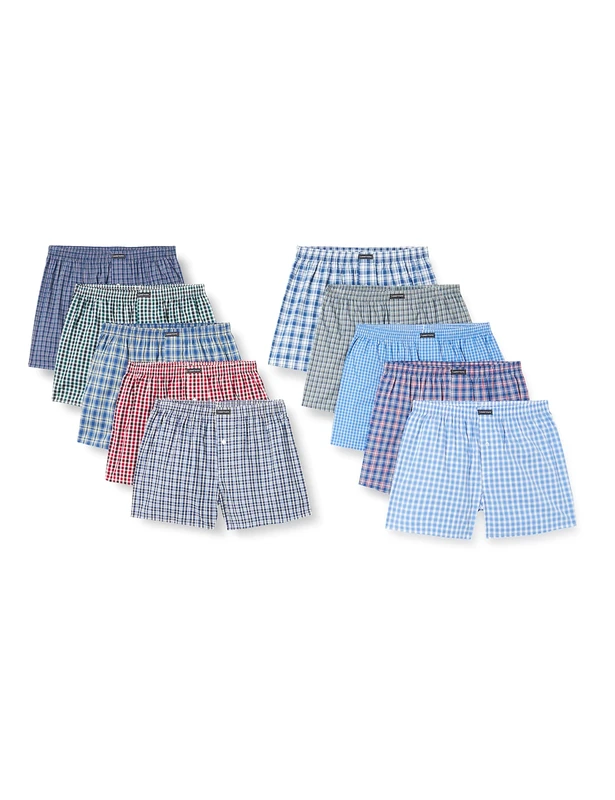 Lower East Men's LE150 Boxer Shorts, Business (Small Checkered), XL (Pack of 10)