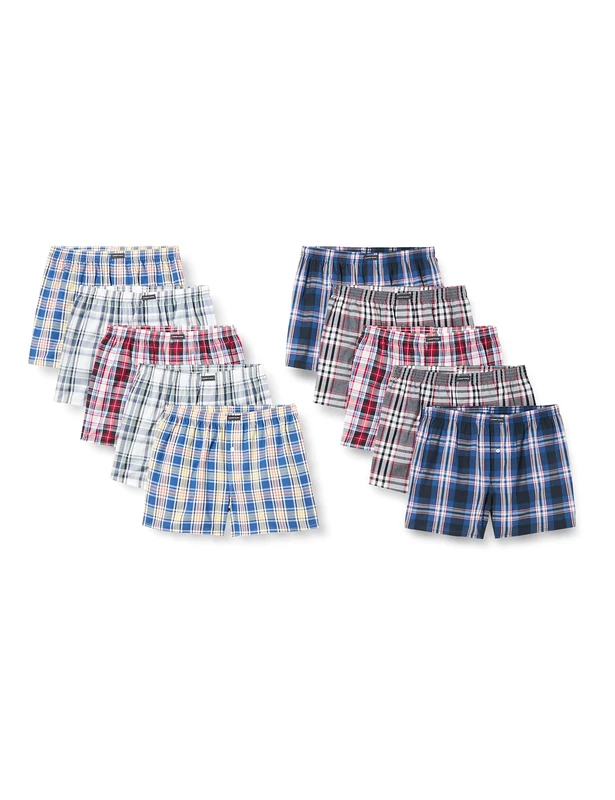 Lower East Men's LE150 Boxer Shorts, Checked, L (Pack of 10)