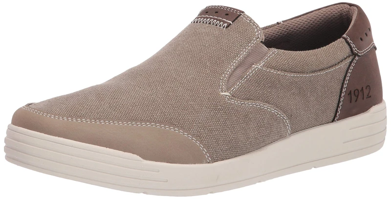 Nunn Bush Men's KORE City Walk Canvas Moc Toe Slip-On Sneaker, Stone, 10 UK