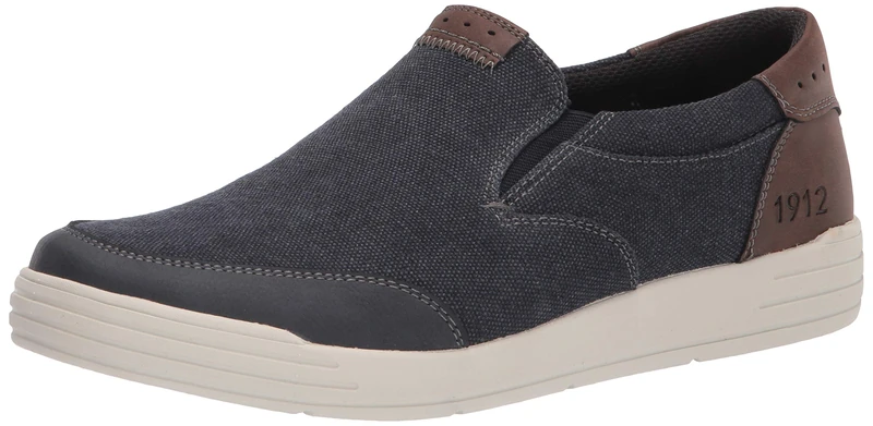 Nunn Bush Men's KORE City Walk Canvas Moc Toe Slip-On Sneaker, Dark Blue, 9 UK