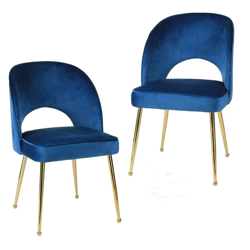 Aspect Set Of 2 Genevieve Accent Dining Chairs (Royal Blue Velvet), Alloy Steel, 49x47x84 cm, CH077BL