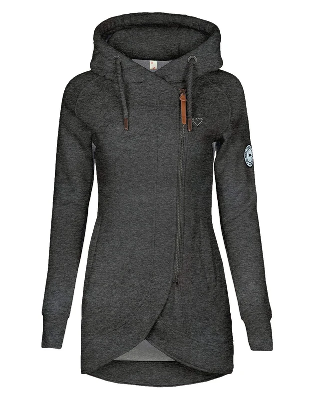 ELFIN Women's Long Sleeve Zipper Hoodies Sweatshirt Jumper Jacket Coat Outwear Pullover Hoody Dark Gray