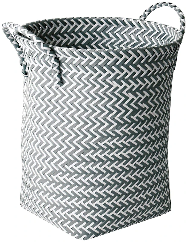 MSV Laundry Basket 35 x 35 x 45 cm Light Grey and White, Large